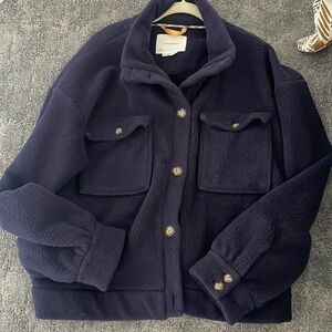 Anthropologie fuzzy blue‎ jacket L